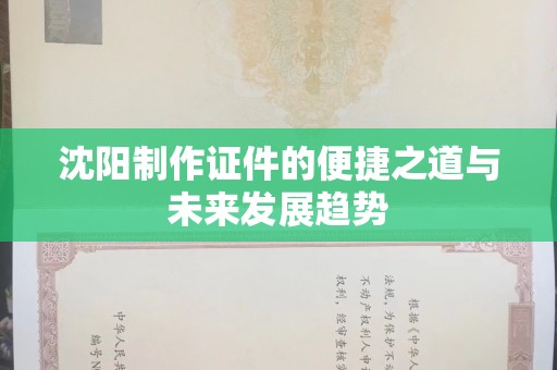 长治沈阳制作证件的便捷之道与未来发展趋势